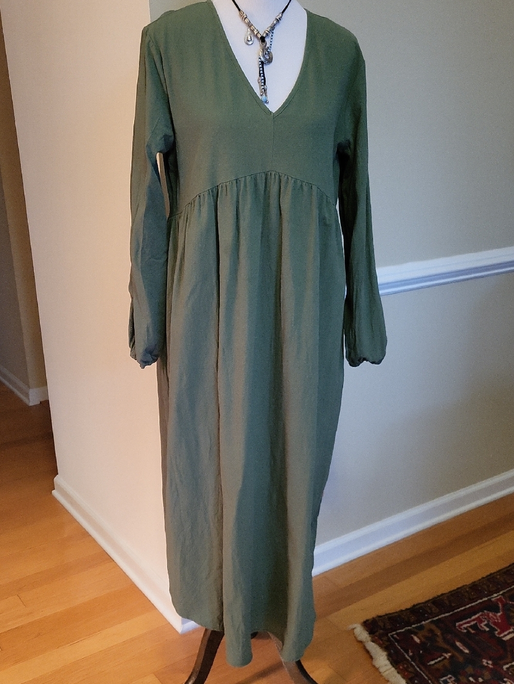 Source Unknown Olive V-Neck Maxi Dress